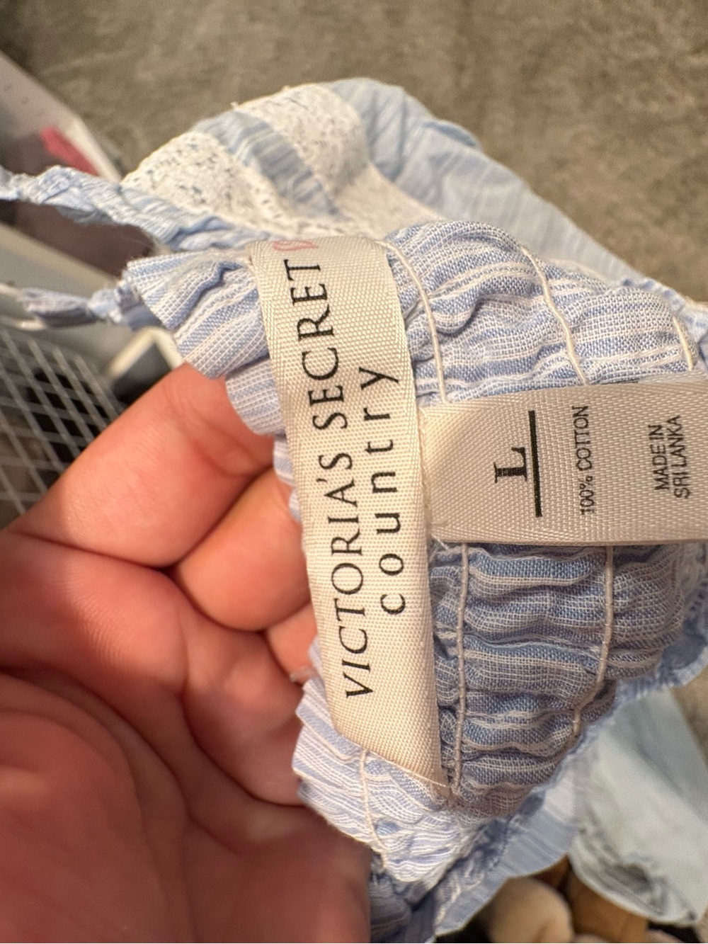 Vintage Victoria secret county dress baby blue stripes 100% cotton large - Picture 4 of 4